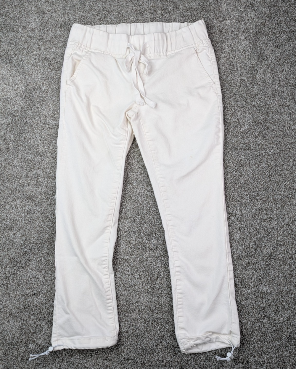 VIP Pants Women 3 4 White Capri Cropped Drawstring Breezy Summer Beachy